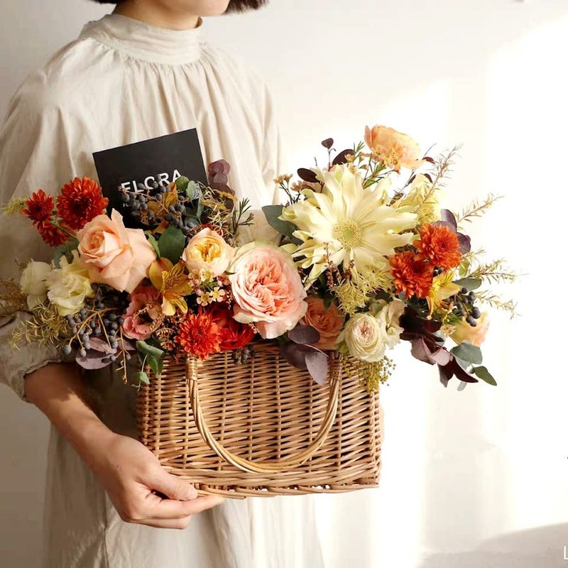 QTMY Bow Rattan Woven Bag Straw Bags Top Handle Wicker Baskets Handbags Boho Style Beach Bag Flower Basket - Image 4